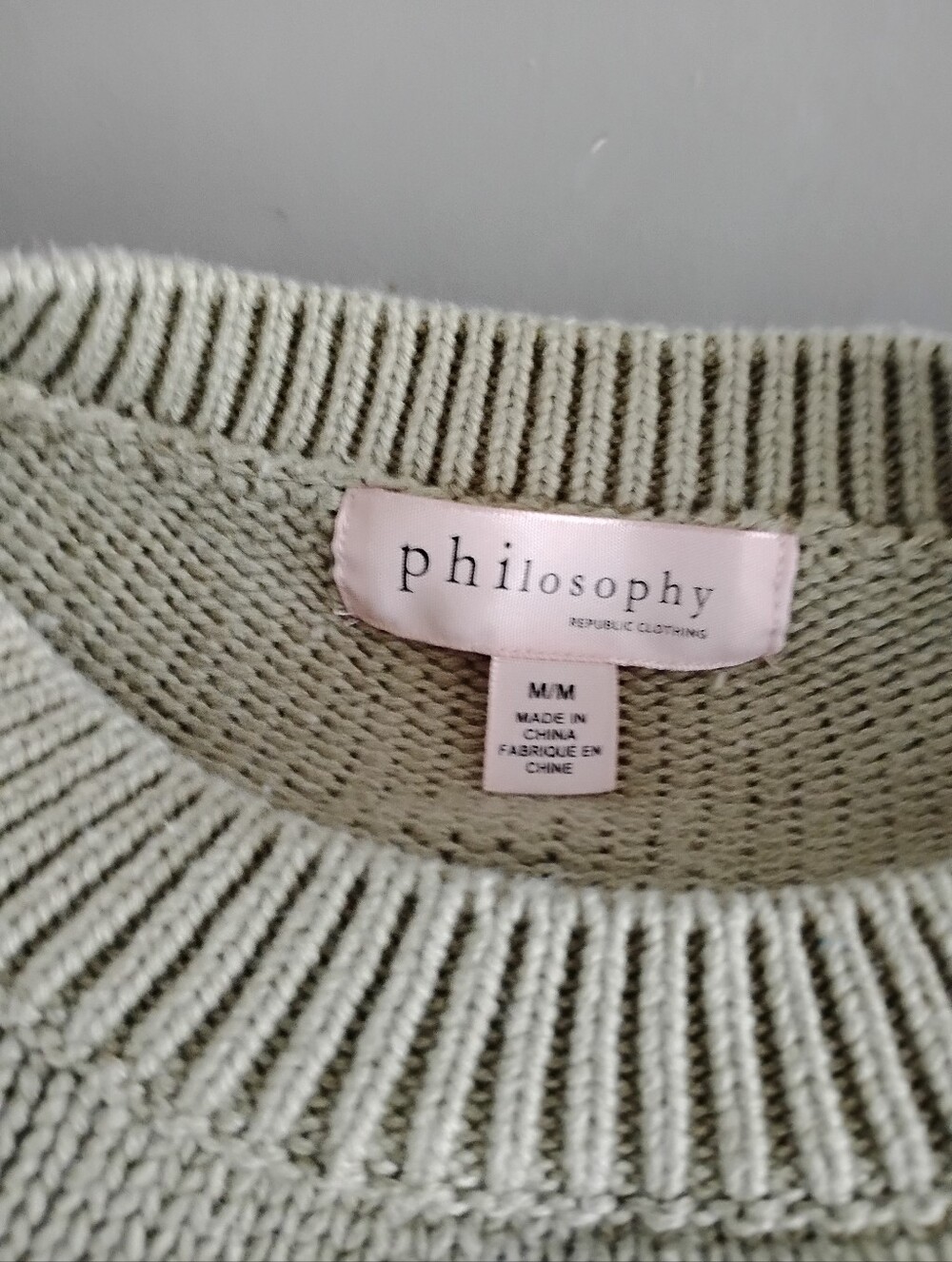 Philosophy sage green knit crewneck sweater - Picture 2 of 2